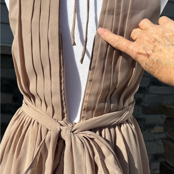 Elegant Tan Halter Maxi Dress - Picture 6 of 7